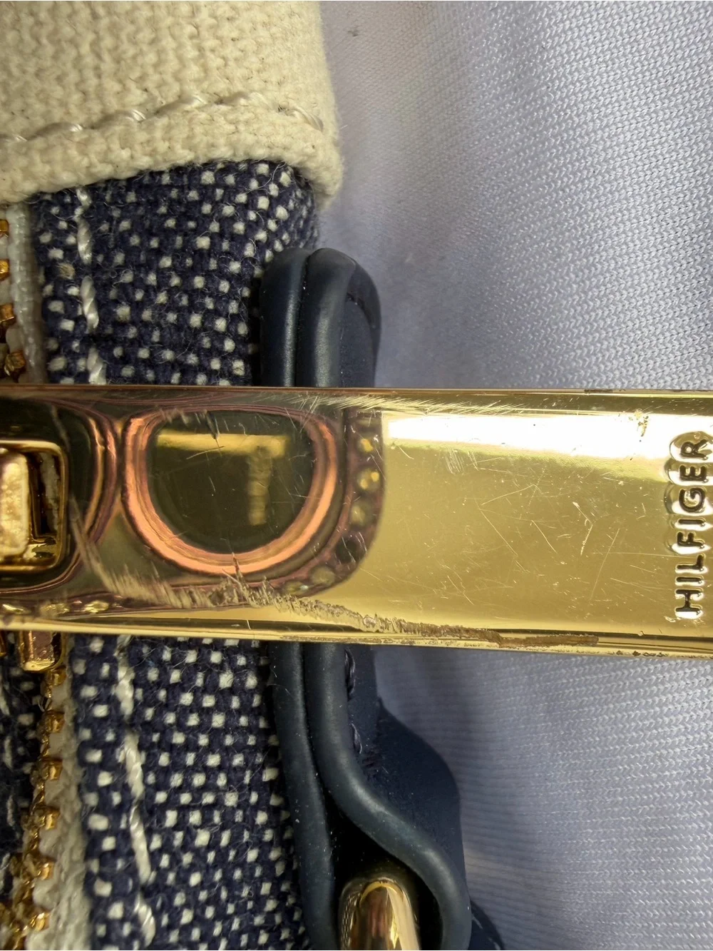 Tommy Hilfiger Striped Mini Backpack with Red Sequin Anchor